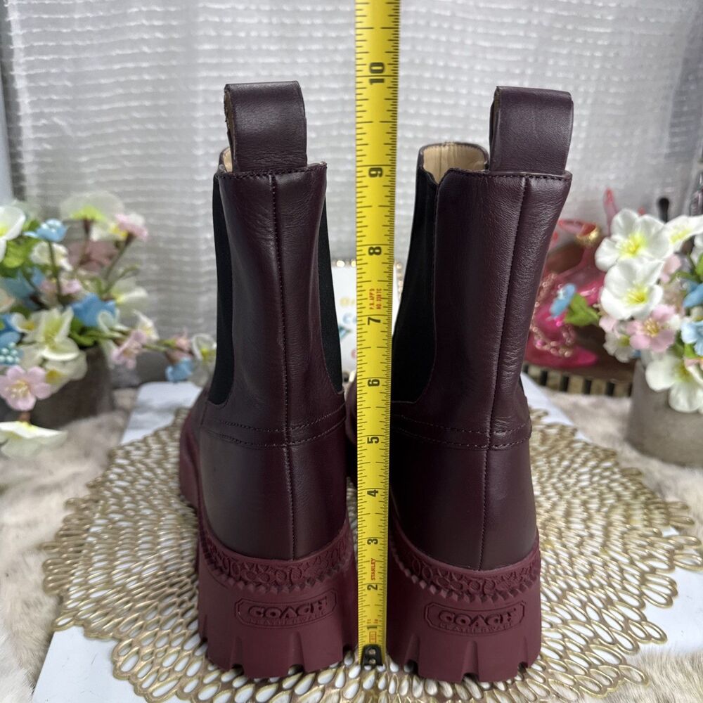 (F2)Coach Joey Bootie Leather Women’s DARK CRANBERRY,Size 9.5 B/40 MSRP: $275.00 - Picture 6 of 16